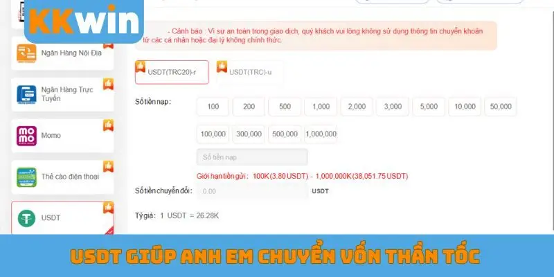 USDT giúp anh em chuyển vốn thần tốc